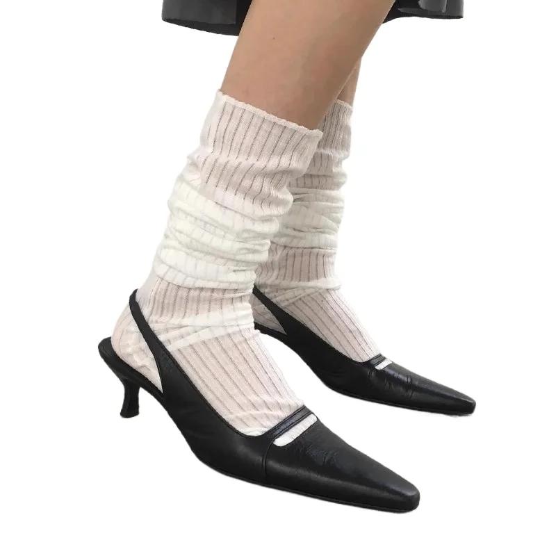 

2025 Новые Летние Ретро Босоножки с Закрытым Носком на Тонком Каблуке Слипоны Большого Размера Минималистичная Женская Повседневная Обувь Универсальная Обувь на Каждый День 42 чёрный