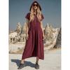 Vintage Loose Fit Hooded Half Zip Mid Length Dress With Pockets
