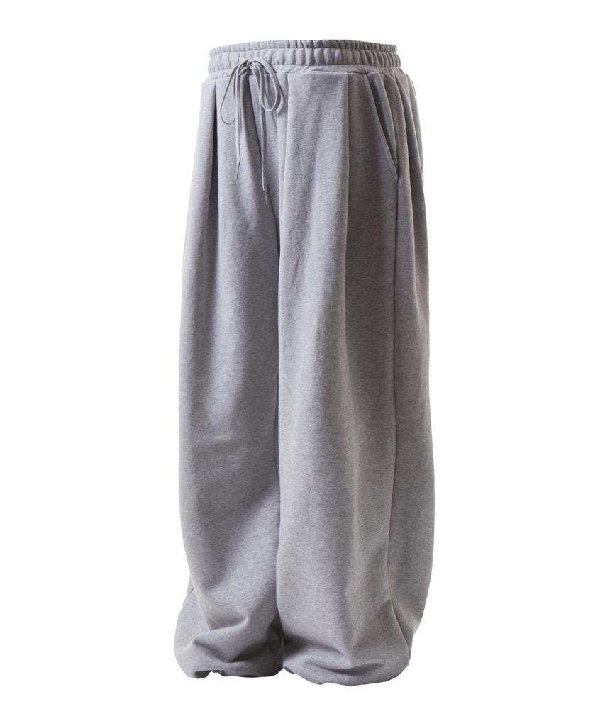 Denawo Deep Four-Tuck Wide String Pants (Gray)