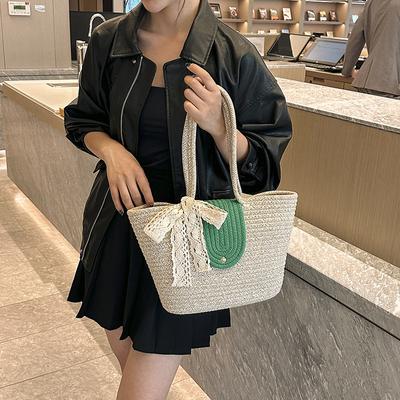 Prázdninový velkokapacitní tkaný košík na zeleninu 2025 nová fotka plážová taška přes rameno tote taška slaměná taška