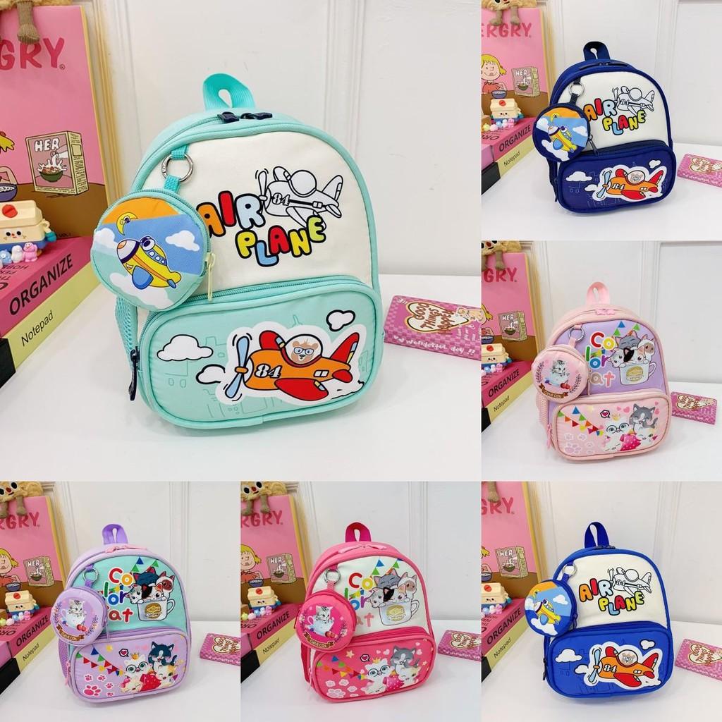 With Childrens Backpack Cartoon Cat And Airplane Print Design For Use Daily