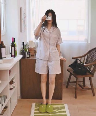 [Beanpole] Cotton Poly Stripe Short-Sleeve Pajamas Set [Shipped from Korea] 100% Authentic