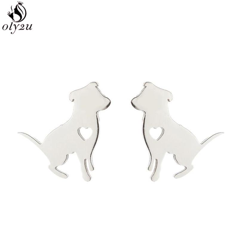 Cute Stainless Steel Heart Dog Earring for Women Cartoon Animal Ear Jewelry Girls Student Lovely Pup Earrings Gifts Accessories