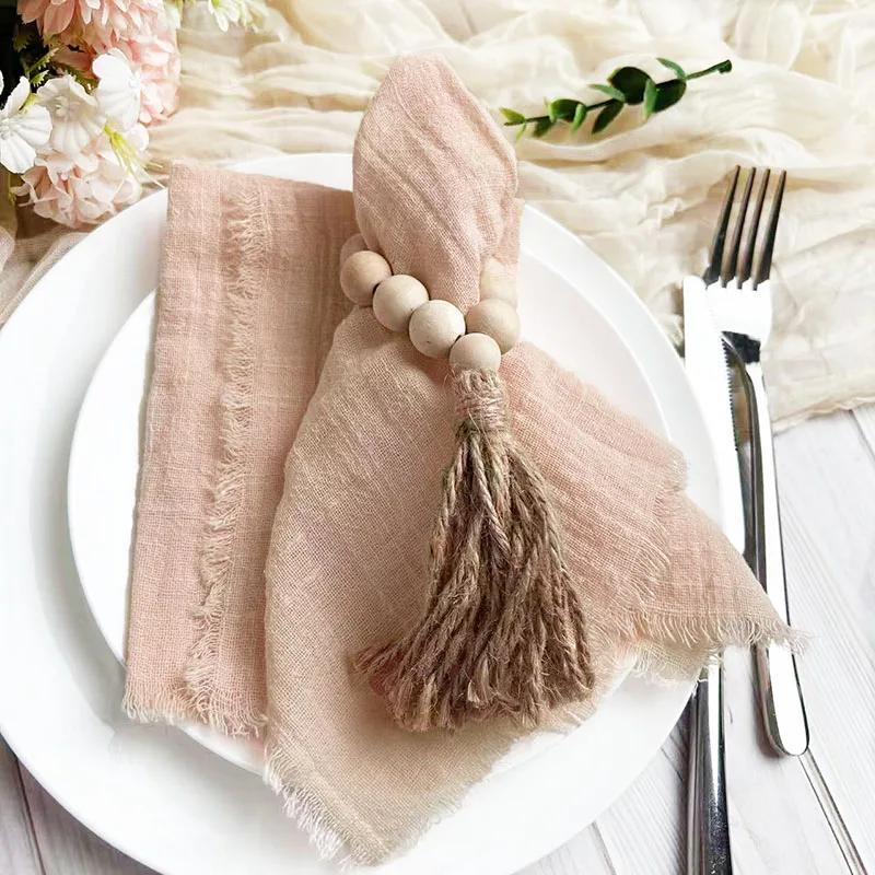 50PCS Wholesale Gauze Cotton Napkin 32x32cm Baby Blue Tea Towel Reusable Wedding Party Christmas Table Decor Burrs Napkins