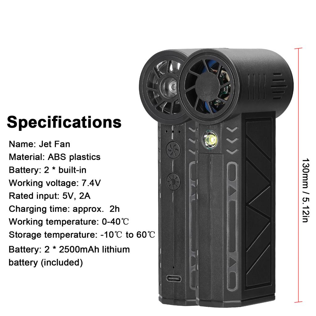 Handheld-Rohrventilator mit 130.000 U/min Jet-Fan Lithium-Violent-Fan Tragbarer Autowascher Multifunktional