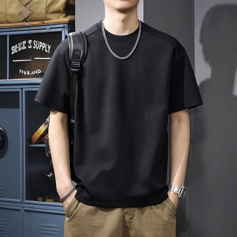Trendy Men's Loose-fit Solid Color T-shirt, Crew Neck Casual Top with Paneled Stitching, Minimalist T-shirt for Daily Wear & Streetwear