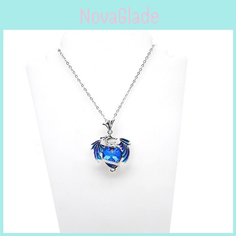 Temu Cross-border New Arrival Colorful Pendant Necklace With Heart-shaped Birthstone Dragon Wholesale Factory Direct Sale Haojie
