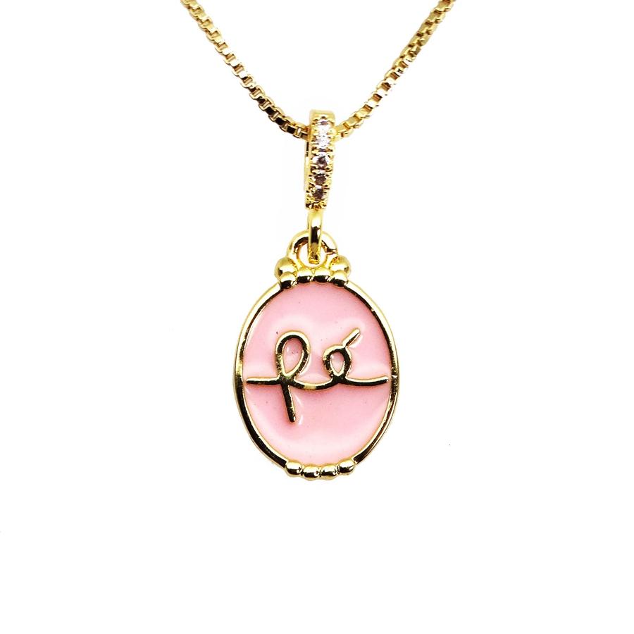 

Micro Zircon Love heart Pendant necklace chain pendant Drops paint FE letter Pendant necklace copper chain Zircon necklace