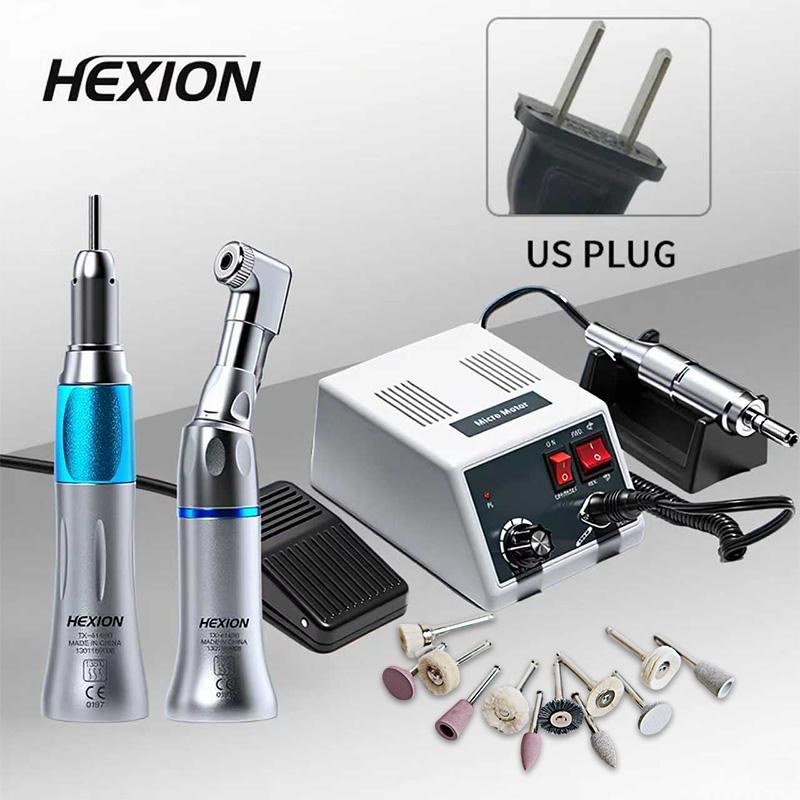 HEXION 35000 tr/min Ensemble de micromoteur de laboratoire dentaire - TYPE E, 18Poignées & 1:1 pièce à main et tête de polissage - Meulage, Polissage & Manucure