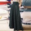 Women's High-Waisted Plaid A-Line Skirt: Stylish, Loose Fit with Large Hem