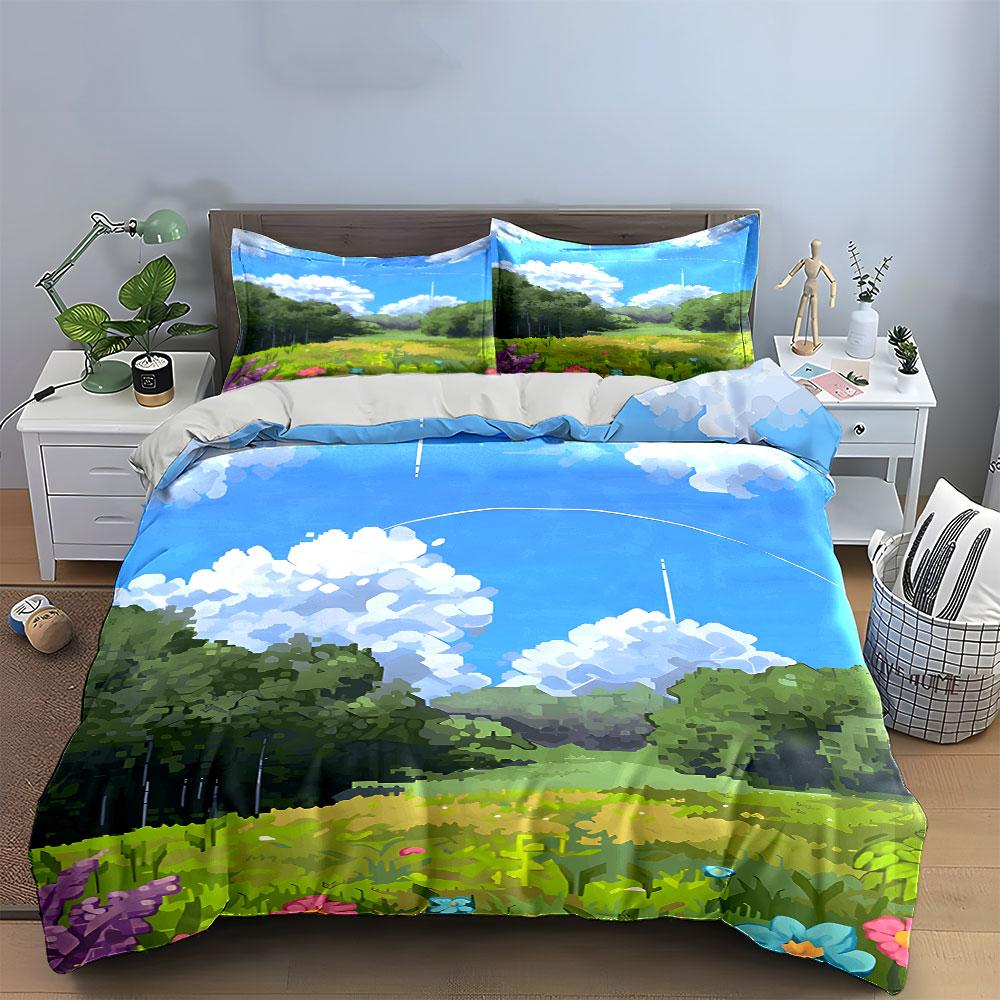Whimsical Meadow Dreamscape Bedding Sets Duvet Covers Pillowcases(1* Duvet Cover 2* Pillowcases Without Duvet Insert)