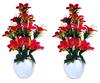 Plastic Artificial Lily Flower With Apple Pot, For Home, Red, Green & White