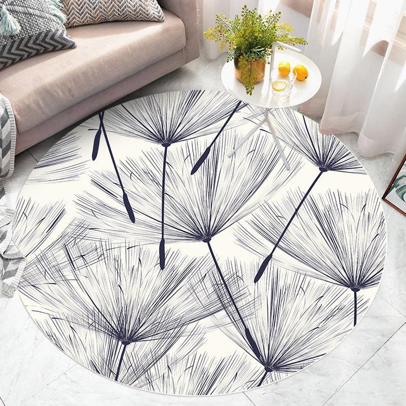 Artistiek Bloemen Abstract Vintage Rond Tapijt – Zachte, Antislip Vloermat voor Woonkamer, Slaapkamer of Moderne Woondecoratie Diameter 90cm(35in)