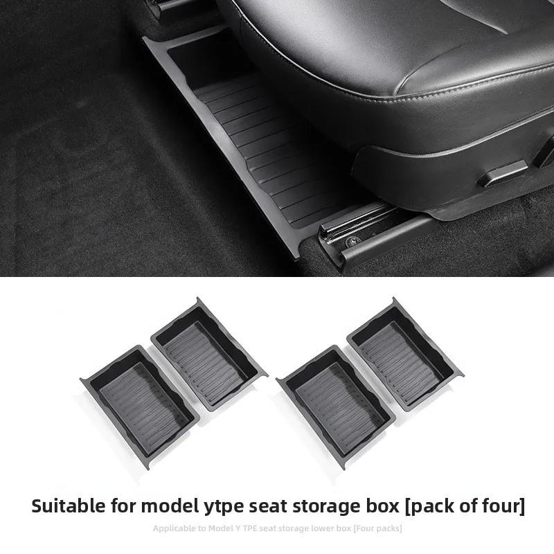 Autoaufkleber 2025 HEISS Für Tesla Model Y Juniper 2021-2025 Unter Sitz-Aufbewahrungsbox Fahrer- und Beifahrer-Stil TPE Aufbewahrung Modifiziert