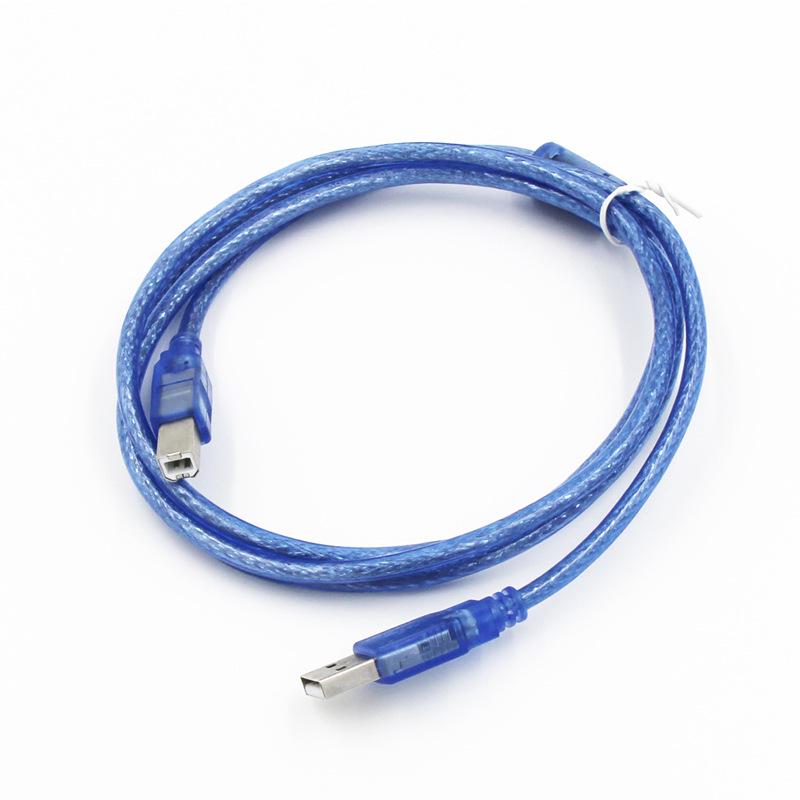 Transparent Blue USB 2.0 Printer Cable with Square Port