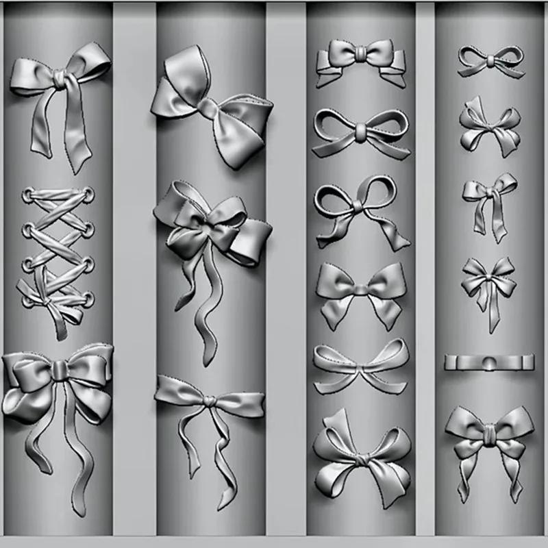 

3D Bowknot Nail Art Mold, Silicone Carving Template with Multiple Bow Designs for DIY Manicure United States