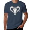 The Ram Skull Tshirt Simple Solid Color Crew Neck Tee