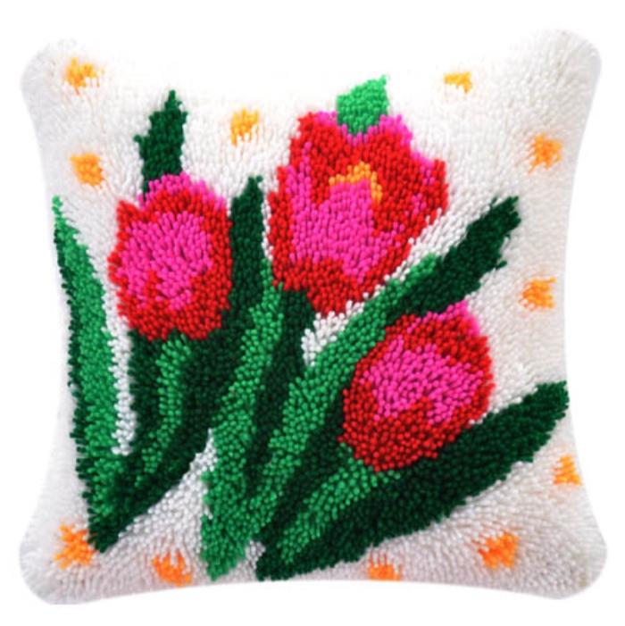 Latch Hook Rug Kits Pillowcase Flower Plants Series Pillow Material Package Handcraft Latch Hook Kits Embroidery Cushion Decor