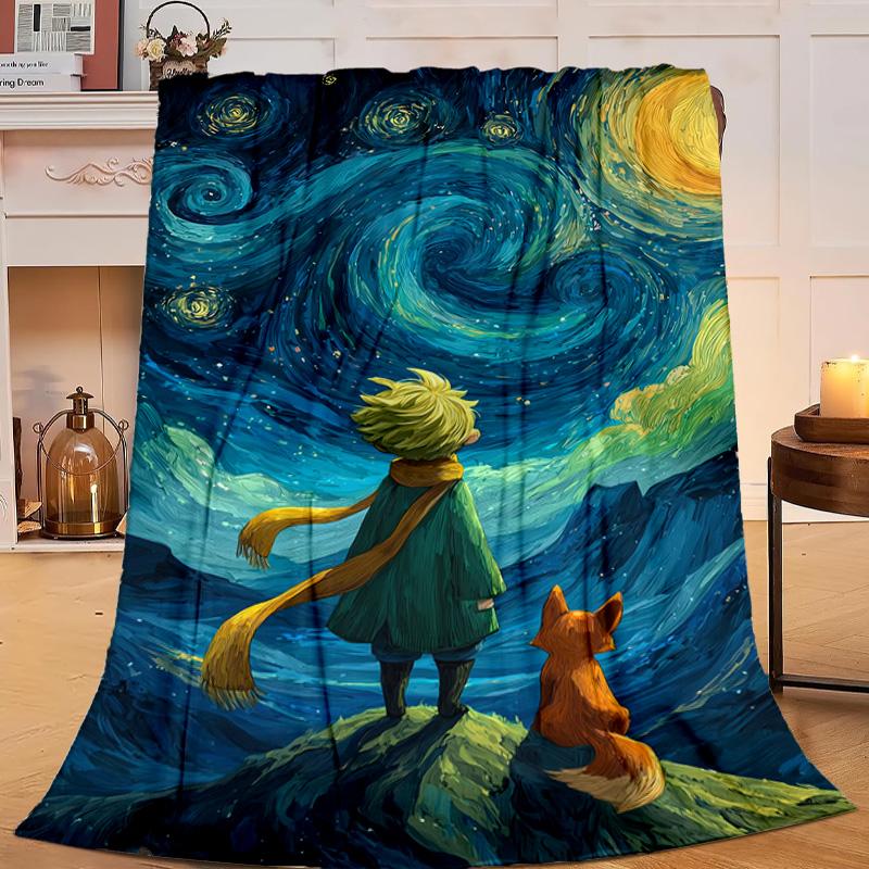 1PC Prince's Nightly Embrace Flannel Blanket Gift, Suitable for Both Men And Women, Soft Ideal for Beds And Sofa, Birthday Or Christmas Gift