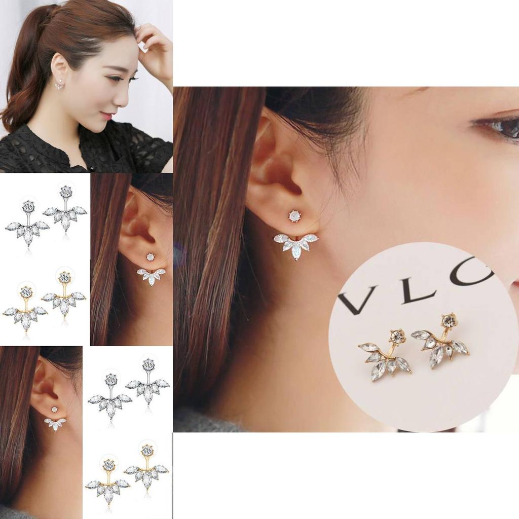 Elegant Korean Style Daisy Flower Stud Earrings With Zircon Stone For Women