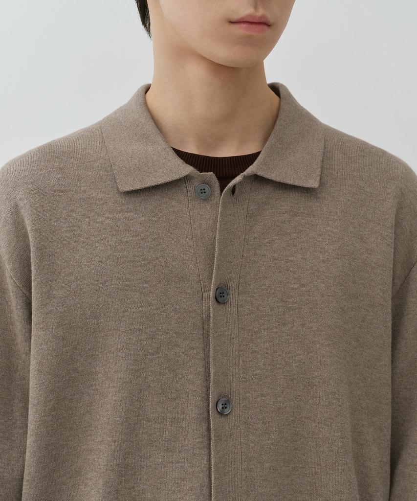 Musinsa Standard Washable Supima Cotton Collared Cardigan [Heather Beige]