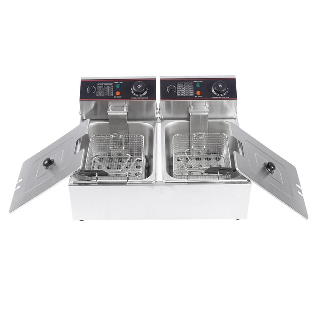Ticari Profesyonel 12L Paslanmaz Çelik Çift Derin Hazneli Elektrikli Fritöz