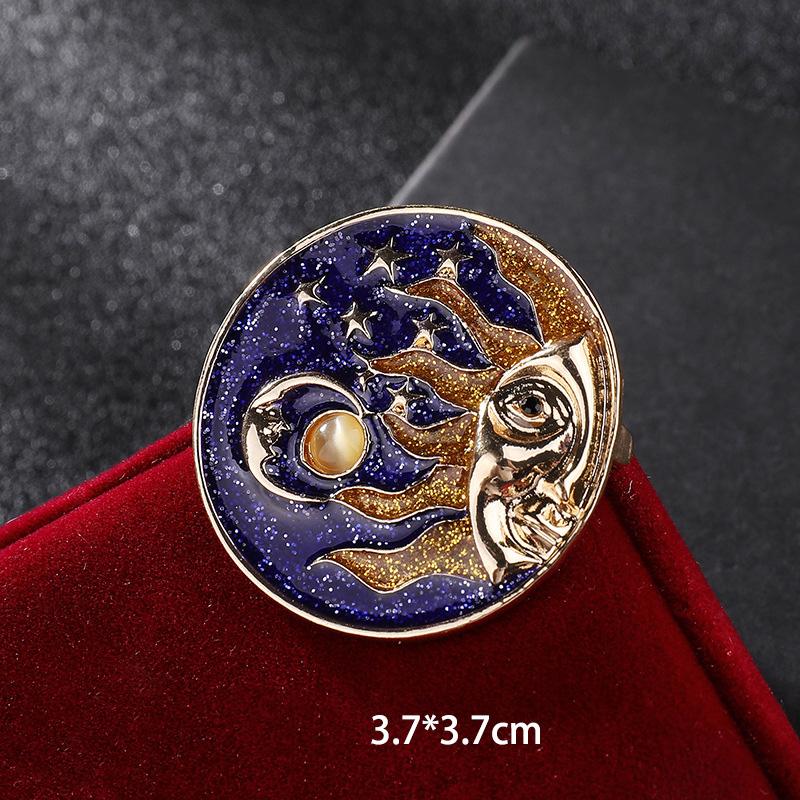 Vintage Palace Sun God Brooch Starry Sky Cloud Enamel Brooches Milky Way Series Accessory Pin Brooches Woman Party