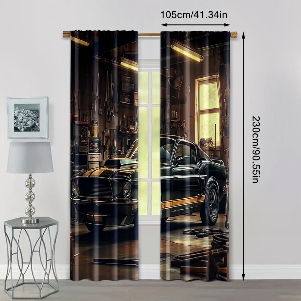2 szt., Zasłony we wzory Złożony starożytny super samochód Wszechstronny Trwały Poliester (bez pręta) Wyprzedaż rzeczy Lideal do sypialni