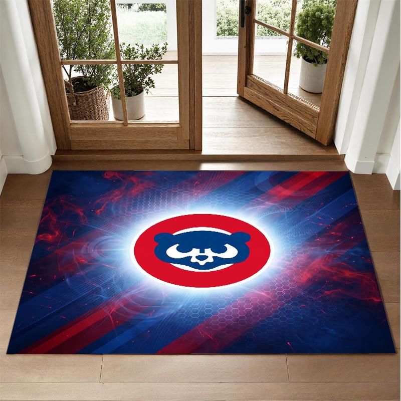 Chicago Cubs Design Crystal Velvet Rug Soft Decorative Mat for Bedroom Entrance