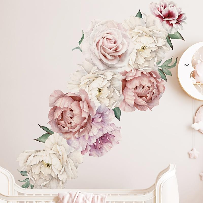 2pcs Peony Flower Wall Decals for Bedroom and Living Room | Self-adhesive PVC Home Decor