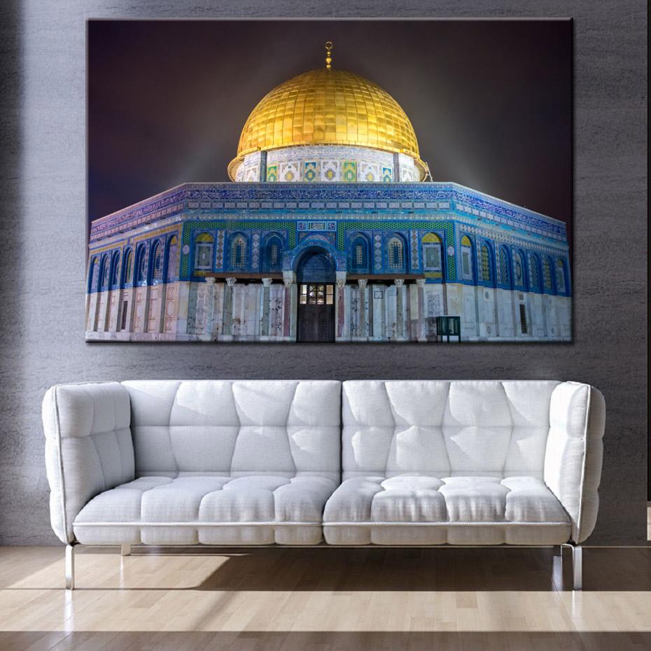 Mosque Dome of The Rock Ray of Dawn Masjid Al Aqsa Muslim Painting Posters Wall Art Canvas for Living Room Home Decor Pictures