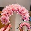Colorful Flower Headband Double-sided Crown Hair Wreath Wedding Party Costume Headpiece for Bridal Women Hair Accessory