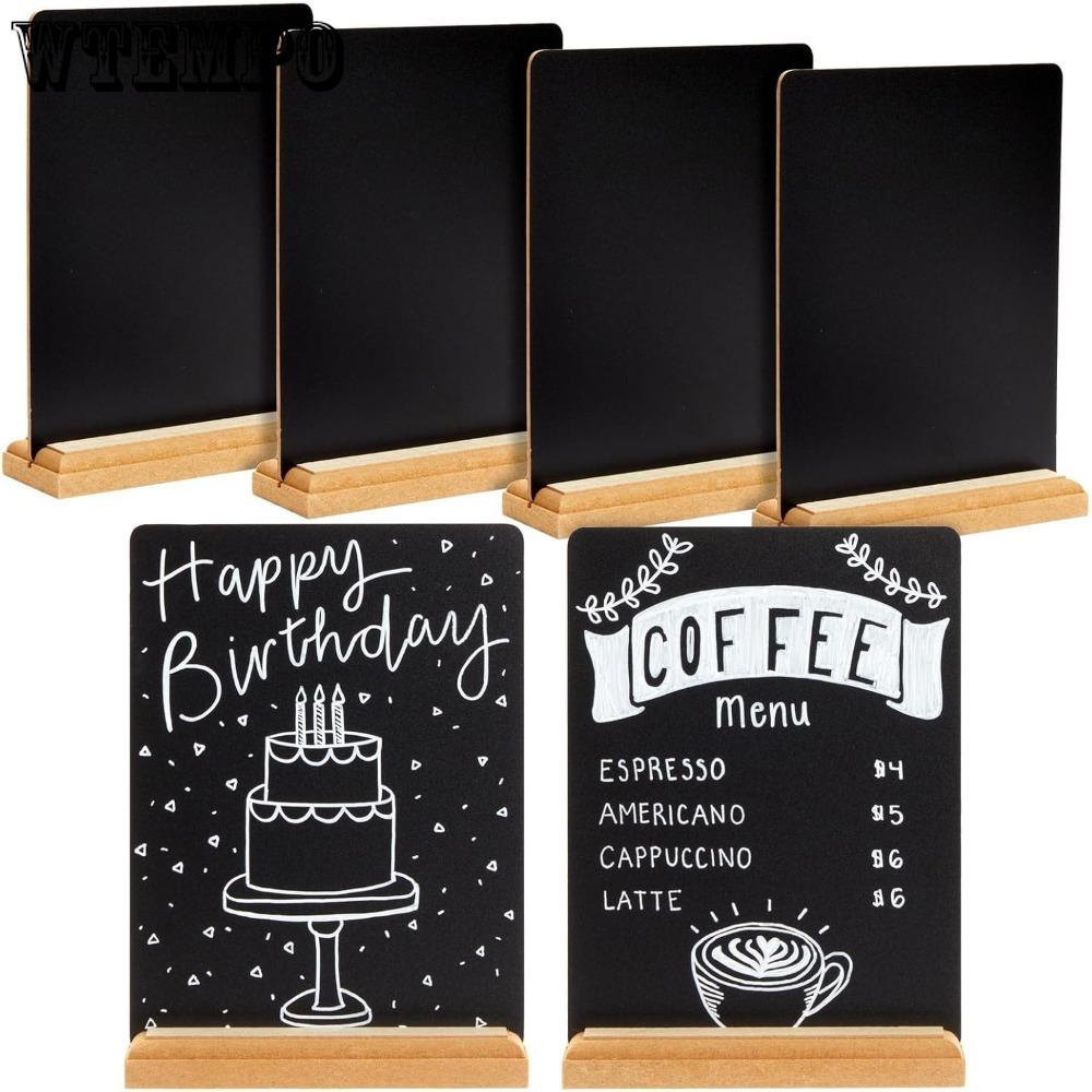 4pcs Mini Chalkboard Signs with Stand for Table Decorations Restaurant Food Display Chalkboard Signs with Stand Reusable Wooden Tabletop Chalkboard