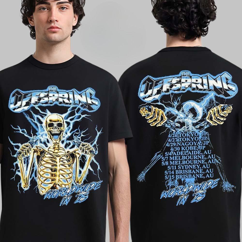 Hot The Offspring Supercharged Worldwide in 2025 Merch Japan and Australia Tour Dates Two Sided Unisex T-Shirt