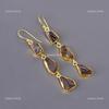 Smoky Quartz Gemstone Electroformed Drop Dangle New Earrings Jewelry Gold Plated V-114