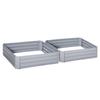 Set of 2 291L Raised Garden Bed, Elevated Galvanised Planter Box for Flowers, Herbs, 100x100x30cm, Grey
