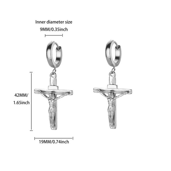 Vintage Jesus Kreuz Edelstahl Creolen Ohrringe für Damen Gebet Jungfrau Maria Anhänger Ohrringe Weihnachts Schmuck