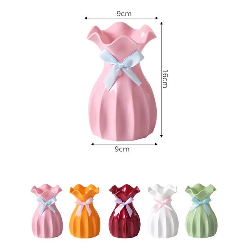 Nordic Flower Vase Home Decorations Modern Small White Dried Flowers Vases For Interior Mini Plastic Pot Ornament Room Decor