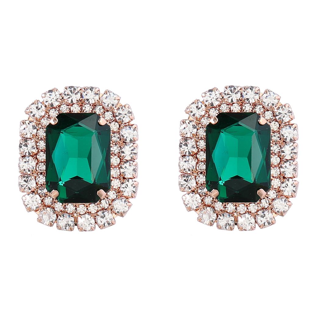 Spring 2024 New Metal Glass Rhinestone Heart Stud Earrings Engagement Party Luxury Jewelry Women's Elegant Shiny Accessories