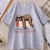 Running Out of Social Battery Sloth T Shirt Unisex Women Funny Graphic T Shirts Casual Round Neck Printed Short Sleeve Male