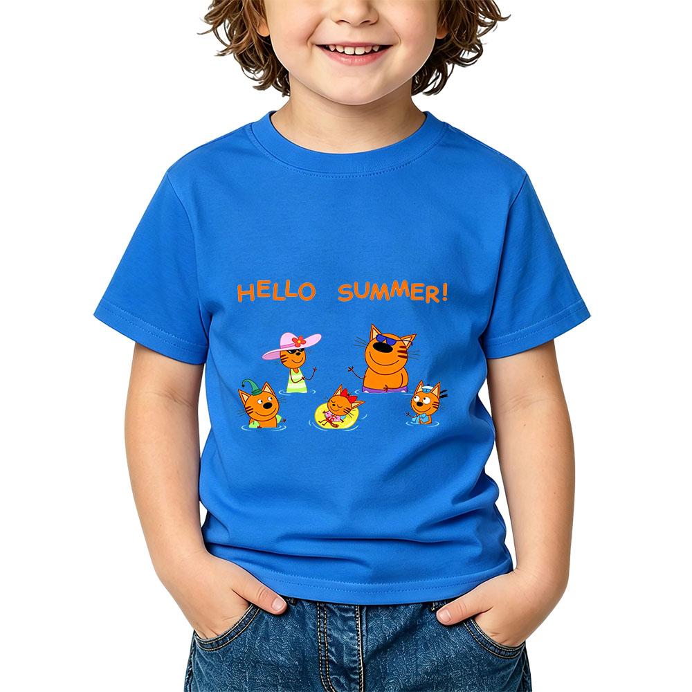 100% Cotton Kid-e-cats Children's T-Shirt Cartoon Print Kids Tees Cute Casual Tops Soft O-Neck Toddler Short Sleeve Summer Wear