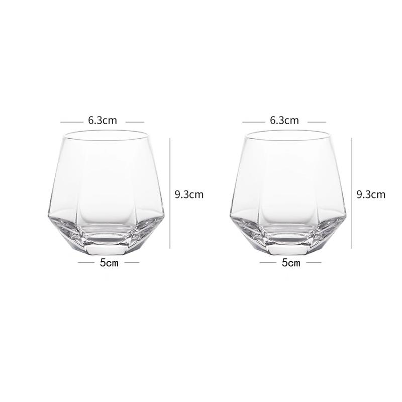 2 Stück/1 Stück Sechseckiges Glas Geschenk für Freund 320ml Buntes Transparentes Trinkgeschirr Whiskey Weingläser Haushalt Saftbecher Wassergläser