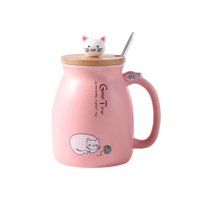 Charming Japanese-Style Cat Ceramic Mug - Cute & Girly, High Aesthetic Value, Customizable with Logo