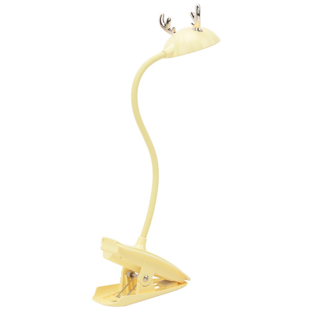 LED Clip On Lamp Cute Cartoon Three Color Temperature Dimmable Gooseneck Touch Table Light with Clamp for Reading Yellow