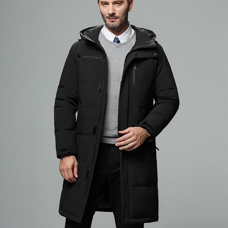 Down Mens Long Winter Jacket Over The Knee Cotton Jacket Thick Down Cotton Jacket Casual Long Jacket