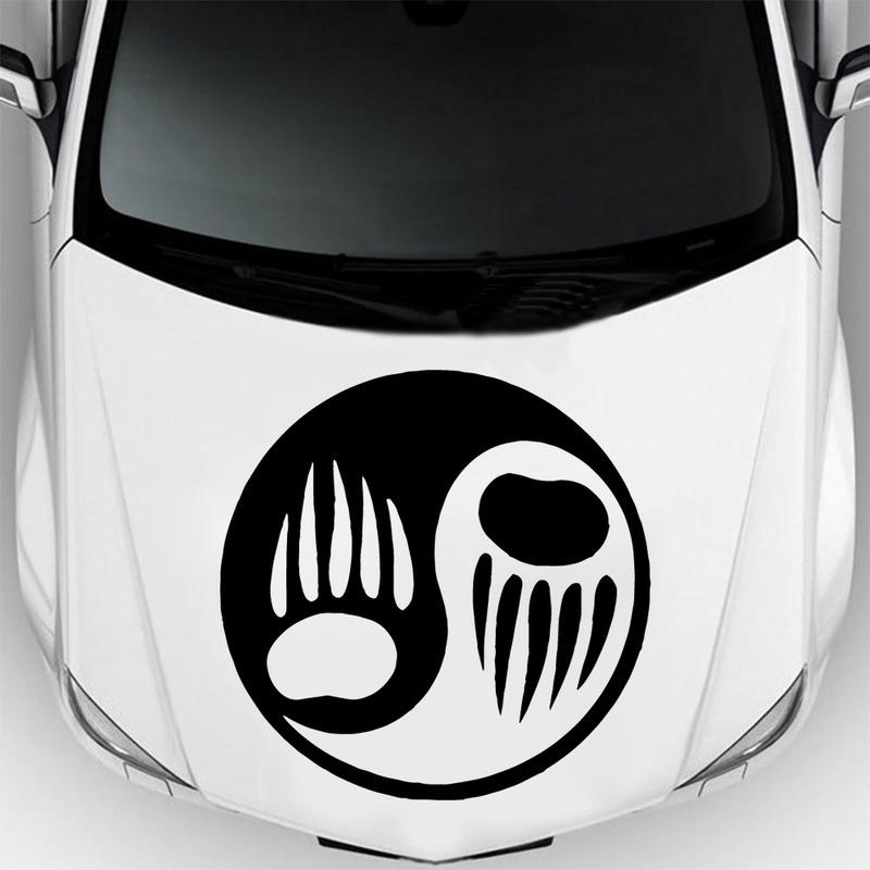 Fashion Yin And Yang Animals Car Sticker Styling Engine Hood Motorcycle Decal Decor Mural Vinyl Covers Autosticker Car-Styling