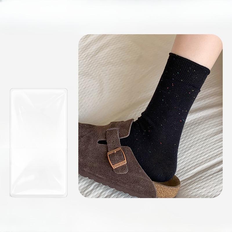 Ladies Autumn Winter Thickened Warm Spot Solid Color Assorted Vertical Pit Strip Medium Tube Pile Socks