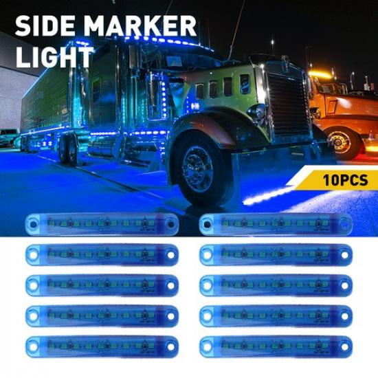 

10x LED Marker Side Blue Lights Clearance Light Truck Trailer RV Waterproof 12V