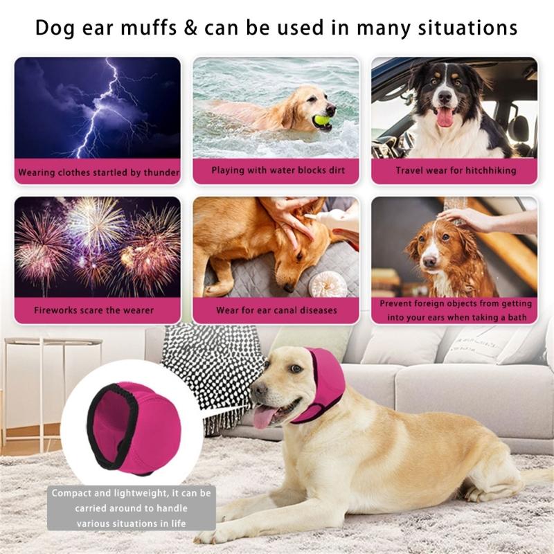 Dog Calming Earmuffs Snood Soothing Head Covers Easy to Adjust Pet Ear Protectors EarMuffs Swimming Comfort