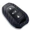 Silicone Carbon Fiber Print Car Key Case Cover For Peugeot 208 2008 308 3008 508 408 307 4008 Citroen C3 C4 C5 C6 C8 Keychain